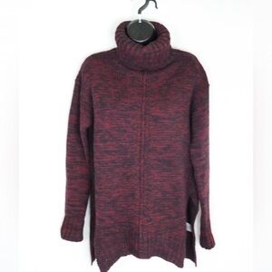 JOHN + JENN Burgundy Cable Knit Turtleneck Sweater